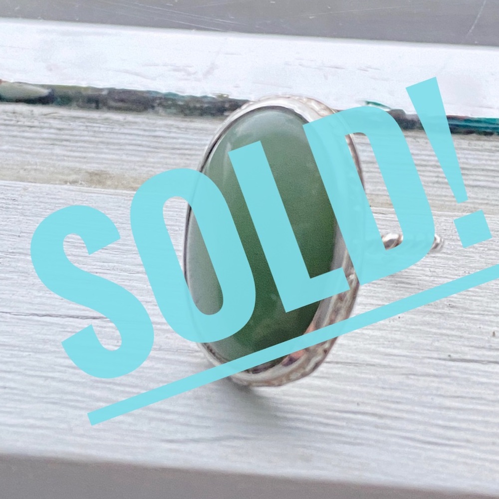 Polished Green Stoned Sterling Silver Ring